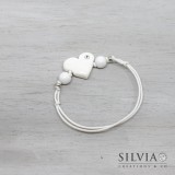 Bracciale cordino cerato con cuore bianco