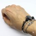 Bracciale cordino cerato con conchiglia nera e argento