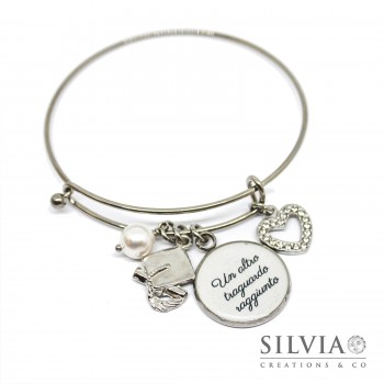 Bracciale bangle con frase un altro traguardo raggiunto per diploma o laurea