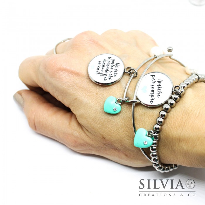 Bracciale perle acciaio Amiche per sempre - silviacreationsandco