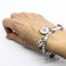 Bracciale con perle di quarzo rosa ciondolo "Grazie Maestra" e charms