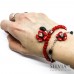 Bracciale cristalli con fiore rosso e cristallo nero a goccia 