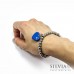 Bracciale perle acciaio con cuore blu e strass