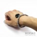 Bracciale perle acciaio con cuore nero e strass