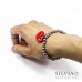 Bracciale perle acciaio con cuore rosso e strass