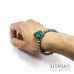 Bracciale perle acciaio con cuore verde smeraldo e strass