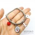 Bracciale elastico perle acciaio ciondolo "TVB Mamma" e charms