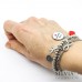 Bracciale elastico perle acciaio ciondolo "TVB Mamma" e charms