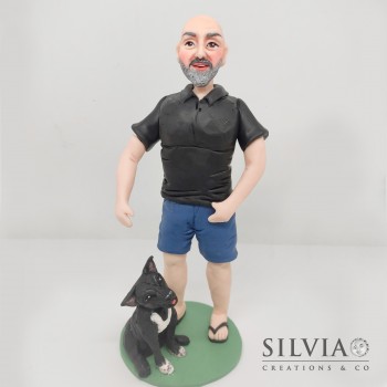 Cake topper personalizzato con ragazzo con cane