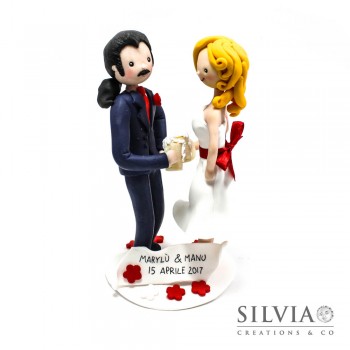 Cake topper matrimonio con sposi stilizzati