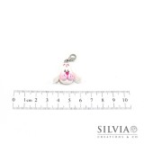 Charm cane bianco e rosa con moschettone