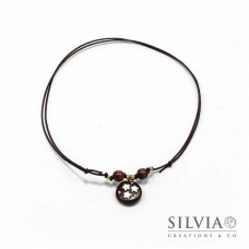 Collana cordino cerato con biscotto pan di stelle