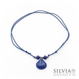 Collana cordino cerato con conchiglia blu