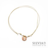 Collana cordino cerato con musetto orsetto peluche