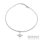 Collana girocollo cristalli sfaccettati platino e ciondolo stella polare