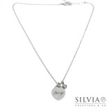 Collana catena acciaio ciondolo cuore lucchetto con incisione Always