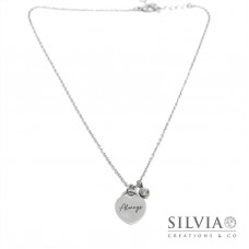 Collana catena acciaio ciondolo cuore lucchetto con incisione Always