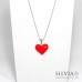 Collana lunga con cuore rosso e strass