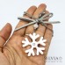 Collana lunga con catena acciaio e fiocco di neve bianco