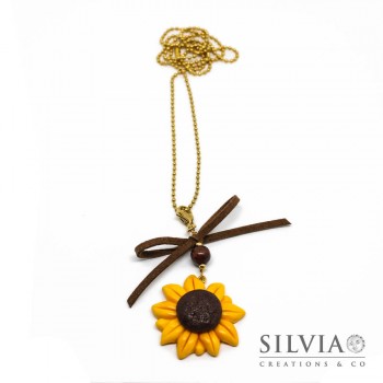 Collana lunga con fiocco e girasole