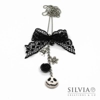 Collana lunga catena acciaio Jack Halloween inspired con charms