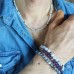 Bracciale uomo con perle di agata bianca da 6mm e croce in acciaio