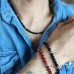 Collana uomo con perle di onice da 4 mm e perle acciaio