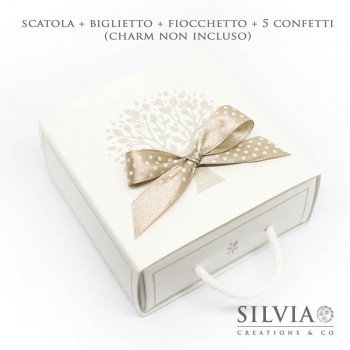 Confezione scatola a forma di cassetto con albero della vita 90x90x40mm