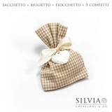 Confezione completa sacchetto beige e bianco da 12x15 cm