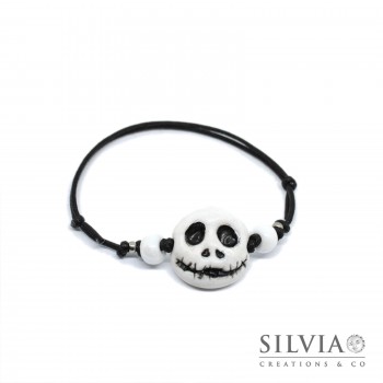 Bracciale cordino cerato nero Jack inspired per Halloween 