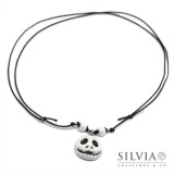 Collana cordino cerato nero ciondolo Jack inspired per Halloween 