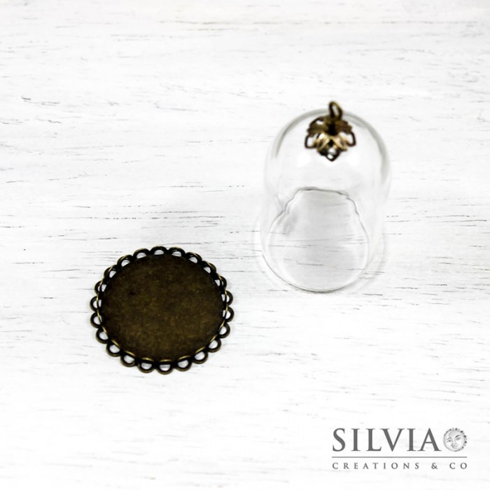 Campana di vetro con base bronzo da 38x25 mm - silviacreationsandco