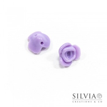 Perla lilla in acrilico a forma di rosa da 14 mm x 10pz