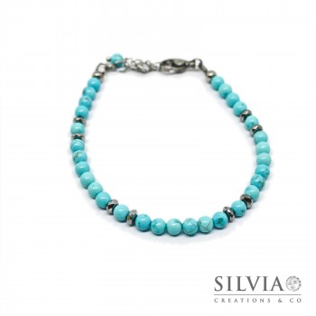 Bracciale donna con perle di turchese da 4 mm