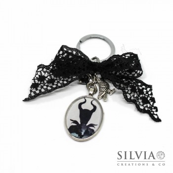 Portachiavi Malefica inspired con charm e fiocco