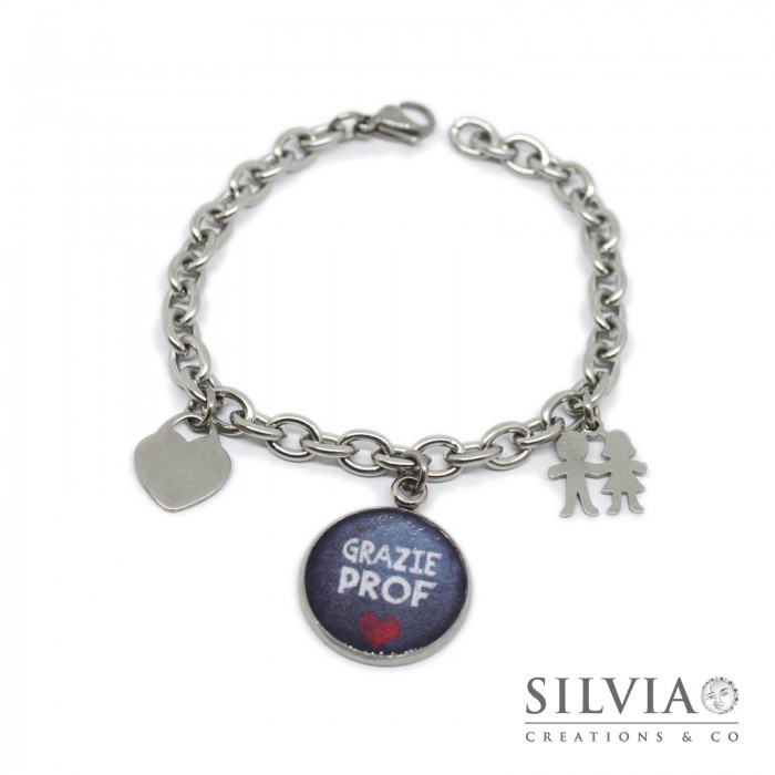 Bracciale catena acciaio Amiche per sempre e cuore - silviacreationsandco