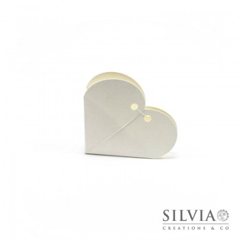 Cuore seta bianca per bomboniere 65x15mm