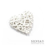 Cuore bianco in vimini 15x15cm